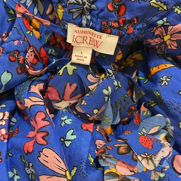 J.Crew NWOT tie shoulder maxi cover-up dress sz L organic cotton - Picture 8 of 9